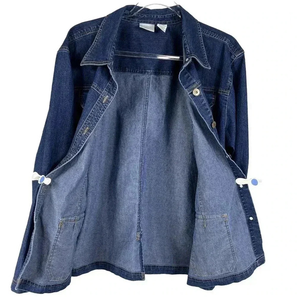 Vintage Erika Womens XL Stretch Fit Denim Jean Jacket Coat  Button Up 4 Pocket - Picture 3 of 16
